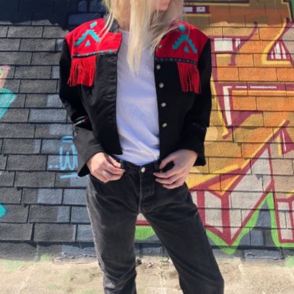 VTG Boho Western Inspired Cropped Jean Jac…